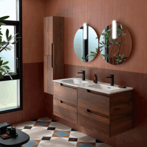 Conjunto de baño Vima suspendido con 2 cajones y lavabo de porcelana - Imagen 2