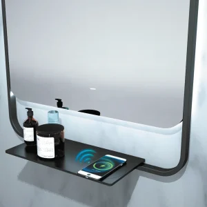 Espejo Concept con luz LED dual y cargador inalámbrico, detalle del cargador inalámbrico