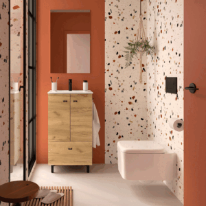 Conjunto de baño Inara con 2 puertas, 1 cajón y lavabo porcelánico - Imagen 3