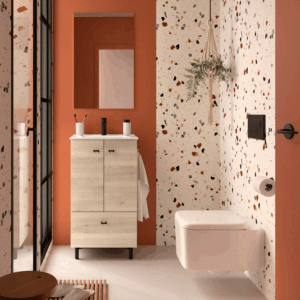 Conjunto de baño Inara con 2 puertas, 1 cajón y lavabo porcelánico - Imagen 5