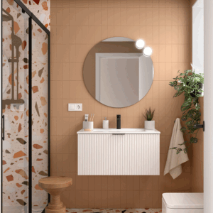 Mueble de baño Biba con un cajón y lavabo porcelánico