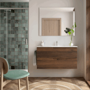 Conjunto de baño Vima suspendido con 2 cajones y lavabo de porcelana - Imagen 4