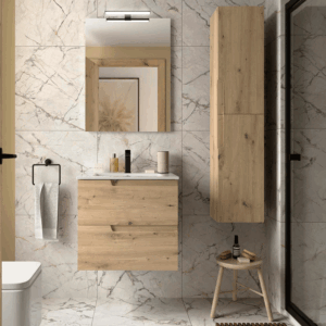Conjunto de baño Vima suspendido con 2 cajones y lavabo de porcelana - Imagen 3