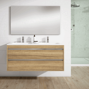 Mueble de baño Slider suspendido 120 cm con doble lavabo porcelánico
