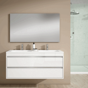Mueble de baño Slider suspendido 120 cm con doble lavabo porcelánico - Imagen 3