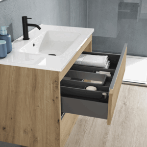 Mueble de baño Slider dos cajones suspendido con lavabo porcelánico - Imagen 6