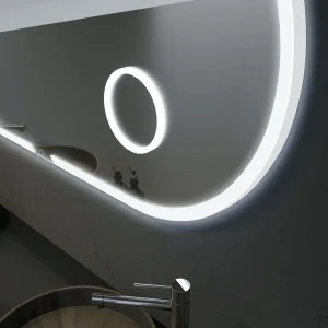 Espejo de baño Indiana elíptico con luz LED fría, espejo aumento x3 y antivaho, con espejo de aumento, vista 3