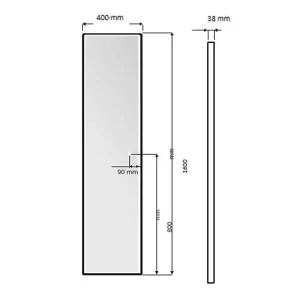 Espejo de baño New York rectangular con luz LED Triled y marco negro u oro cepillado, plano con medidas