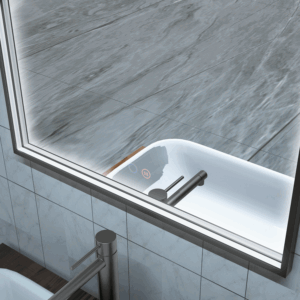 Espejo de baño Roma tipo capilla con luz LED perimetral y marco negro mate - Imagen 3