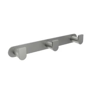 Percha triple de baño en acero inoxidable, en gris
