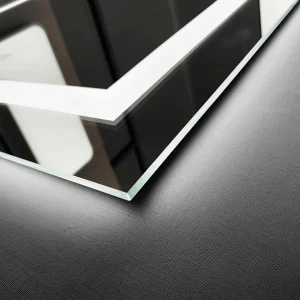 Espejo de baño Holanda cuadrado con luz LED frontal fría y antivaho, detalle de la luz LED