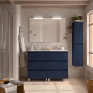 Mueble de baño Noja con 6 cajones, doble lavabo porcelánico y patas - Imagen 2