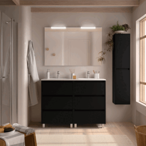 Mueble de baño Noja con 6 cajones, doble lavabo porcelánico y patas - Imagen 6