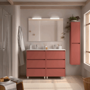 Mueble de baño Noja con 6 cajones, doble lavabo porcelánico y patas - Imagen 7