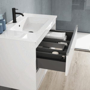 Mueble de baño Slider dos cajones suspendido con lavabo porcelánico - Imagen 8