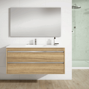 Mueble de baño Slider dos cajones suspendido con lavabo porcelánico - Imagen 3