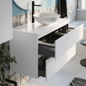 Mueble de baño Kalua suspendido con dos cajones y diseño moderno en lacado o melamina - Imagen 10
