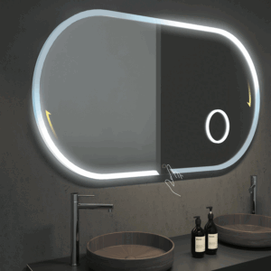 Espejo de baño Indiana elíptico con luz LED fría, espejo aumento x3 y antivaho - Imagen 4