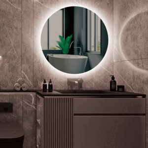 Espejo de baño Lisboa redondo retroiluminado con luz LED fría y antivaho - Imagen 3