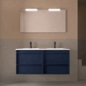 Mueble de baño Attila con 4 cajones, doble lavabo porcelánico - Imagen 3