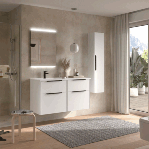 Conjunto de baño Luva 120 cm con lavabo porcelánico desplazado y cajón XL - Imagen 3