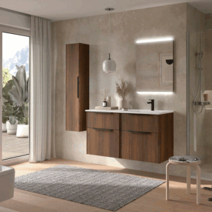 Conjunto de baño Luva 120 cm con lavabo porcelánico desplazado y cajón XL - Imagen 4