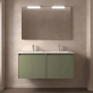 Mueble de baño suspendido Noja con doble lavabo porcelánico y 4 puertas - Imagen 7