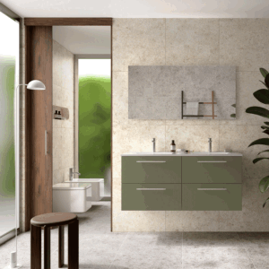 Mueble de baño suspendido Silane con 4 cajones, espejo incluido y doble lavabo porcelánico - Imagen 5