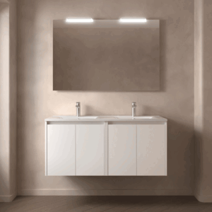 Mueble de baño suspendido Noja con doble lavabo porcelánico y 4 puertas - Imagen 2
