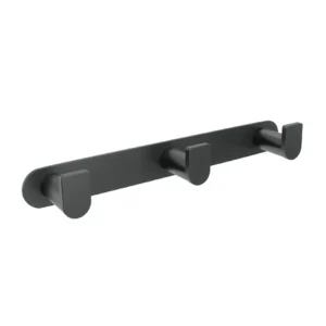 Percha triple de baño en acero inoxidable, en negro