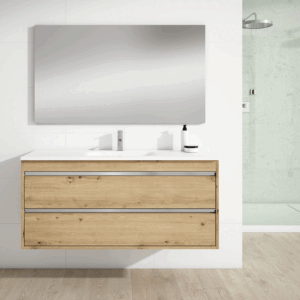 Mueble de baño Slider dos cajones suspendido con lavabo porcelánico - Imagen 5
