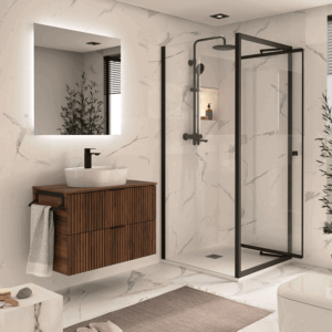 Conjunto de baño Biba con 2 cajones y encimera para lavabo sobre encimera