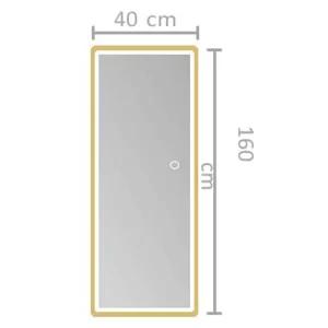 Espejo de baño New York rectangular con luz LED Triled y marco negro u oro cepillado, plano con medidas, vista 7