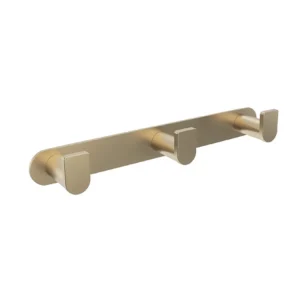 Percha triple de baño en acero inoxidable, en dorado