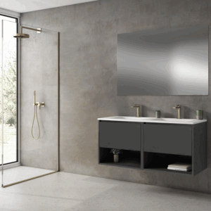 Mueble de baño suspendido Yera 120 cm con doble lavabo porcelánico