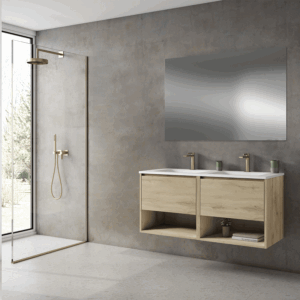 Mueble de baño suspendido Yera 120 cm con doble lavabo porcelánico - Imagen 3