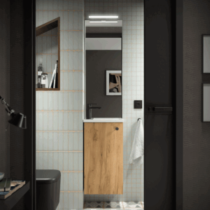 Conjunto de baño Marville con una puerta, lavabo micro de carga mineral y espejo incluido - Imagen 3