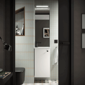 Conjunto de baño Marville con una puerta, lavabo micro de carga mineral y espejo incluido - Imagen 2