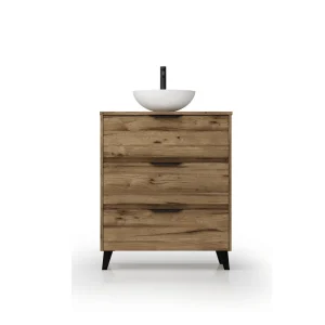Mueble de baño Apolo con patas 3 cajones y tapa de melamina para lavabo sobre encimera, en madera