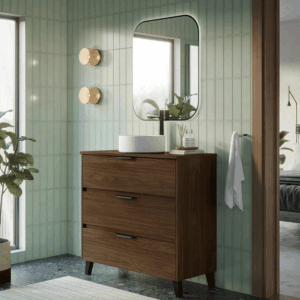 Mueble de baño Apolo con patas 3 cajones y tapa de melamina para lavabo sobre encimera - Imagen 3