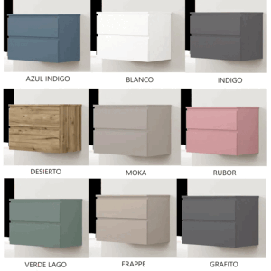 Mueble de baño Kalua suspendido con dos cajones y diseño moderno en lacado o melamina - Imagen 12