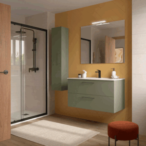 Mueble suspendido Silane dos cajones con tirador en negro mate y lavabo de porcelana - Imagen 6