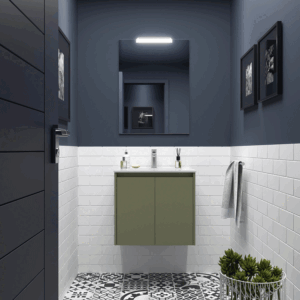 Mueble de baño Noja suspendido con lavabo de porcelana y 2 puertas - Imagen 4