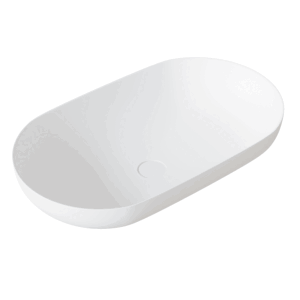 Lavabo sobre encimera Pool Solid Surface blanco con diseño ovalado