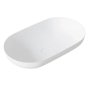 Lavabo sobre encimera Pool Solid Surface blanco con diseño ovalado