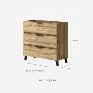 Mueble de baño Apolo con patas 3 cajones y tapa de melamina para lavabo sobre encimera - Imagen 8
