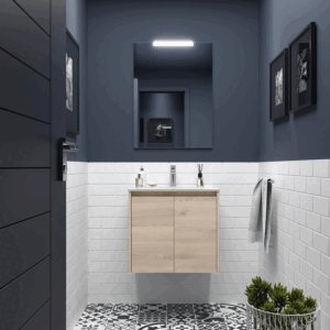Mueble de baño Noja suspendido con lavabo de porcelana y 2 puertas - Imagen 5