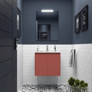 Mueble de baño Noja suspendido con lavabo de porcelana y 2 puertas - Imagen 7