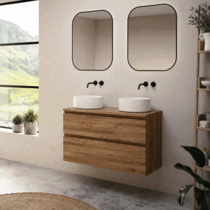 Mueble de baño Kalua suspendido con dos cajones y diseño moderno en lacado o melamina - Imagen 5