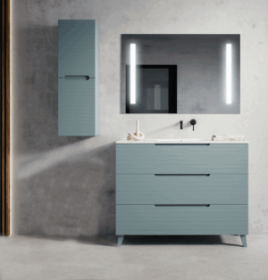 Mueble de baño Paris suspendido con 3 cajones y patas con lavabo porcelanico - Imagen 3